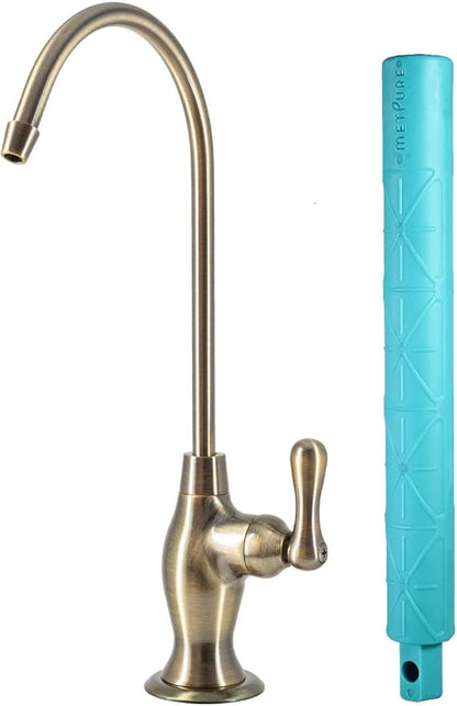 Metpure Non-airgap NSF Certified RO Faucet Reverse Osmosis Drinking Water Filtration System Water Dispenser Spout (Antique Brass). Vase Style with Faucet Wrench