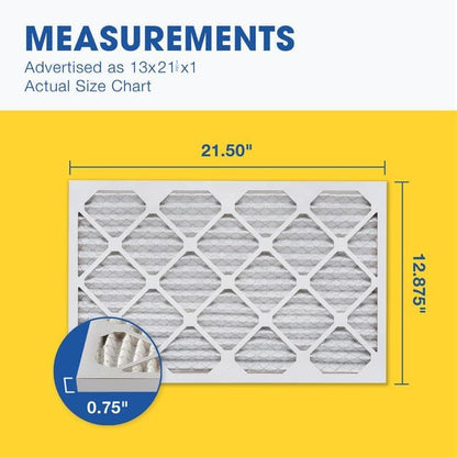 Aerostar 13x21 1/2x1 MERV 8 Pleated Air Filter, AC Furnace Air Filter, 6 Pack (Actual Size: 12 7/8" x 21 1/2" x 3/4")