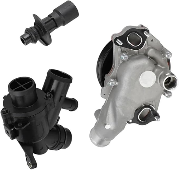 Complete Water Pump Kit with Thermostat Bolts Gaskets for Jaguar F-Pace F-Type Land Rover Range Rover V8 5.0L 2010-2018 LR010801 LR035124
