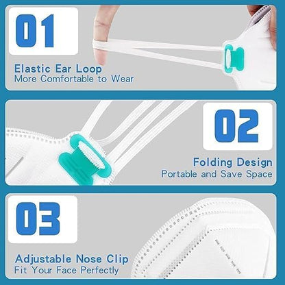 N95 Masks for Adults - NIOSH-Approved Individually Wrapped Reusable N95 Face Masks- 95% Filtration for Easy Breathing
