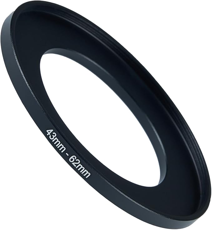 43mm to 62mm Step-up Adapter Rings Filter Adapter Black Metal Step Down Filter Ring Adapter Compatible with All Brand UV CPL ND Camera Lens Filter Stepping Rings (43mm-62mm)