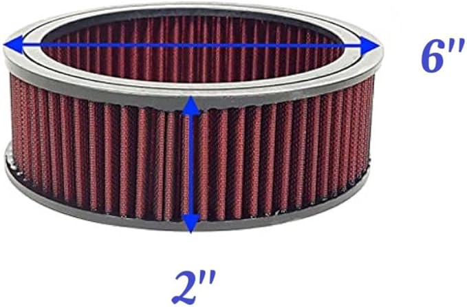 Round Washable Air Filter Cleaner Red Element Replacement Filter Flow Kit (6" X 2")