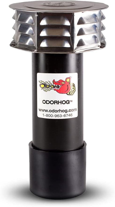 OdorHog Metal Cap Slip On Vent Stack Pipe Filter 3" Black ABS, Removes Outdoor and Sewer Odor Problems (3.0-inch)