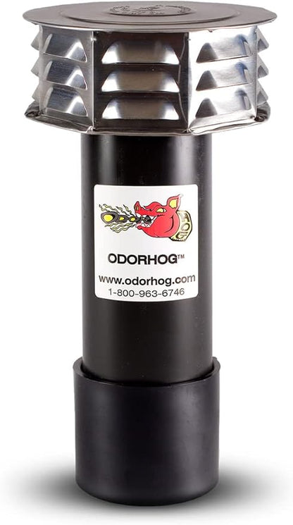 OdorHog Metal Cap Slip On Vent Stack Pipe Filter 3" Black ABS, Removes Outdoor and Sewer Odor Problems (3.0-inch)