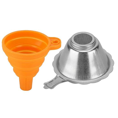 3D Printer Metal Filter Funnel,3D Printer Resin Foldable Silicone Funnel+Metal Filter Mesh,Convenient Folding Design,Easy to Clean, for All 15mm Neck Width Bottles