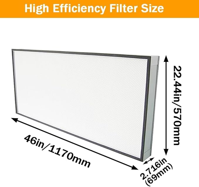 Replacement HEPA Filter for Air Flow Clean Bench 46 x 22 x 2.7 inch FFU Aluminum Fan Filter Unit for Laminar Flow Hood Class 100 Cleanliness HEPA Filter