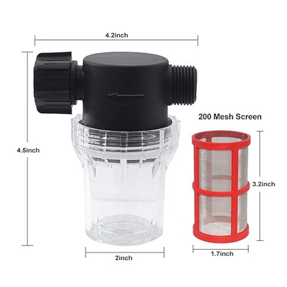 GIEX 200 Mesh Garden Hose Filter with Quick Connect, 3/4" GHT Thread Sediment Trap for Irrigation, Drip System, Misting, Greenhouse & Pressure Washer