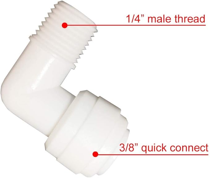 YZM Quick Connect fittings RO Water Filters (5pack, Elbow, 1/4" Male x 3/8" OD tube)