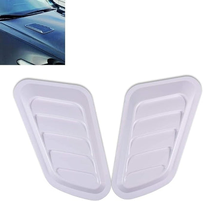 KaTur 1 Pair Universal Car ABS Decorative Air Flow Intake Scoop Turbo Bonnet Vent Cover Hood (White)