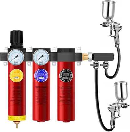 NANPU Z Series 3-Stage Air Filtration System - Sintered, Fine, & Charcoal Filters, 3/8" NPT Inlet, 1/4" NPT Outlet Module, 0-230 psi Gauge, 127 CFM @ 6 bar, Metal Housing, Heat Resistant to 248°F