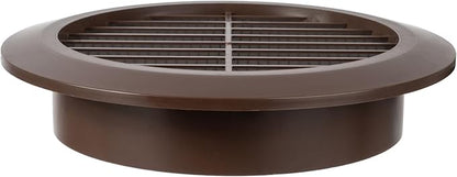 Brown 4" Inch Round Ventilation Grille with Insect mesh. (Duct 4Ø / Grille 5Ø) Ventilation Applications. Indoor and Outdoor Vent Cover. Available 3 Sizes / 4 Colors.
