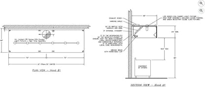 Commercial Kitchen Restaurant Duty Exhaust Hood, Wall Canopy Stainless Steel Exhaust Hood with Baffle Hood Filters, High Temperature Light Fixtures, and 16” Round Exhaust Riser (12" Long Hood)