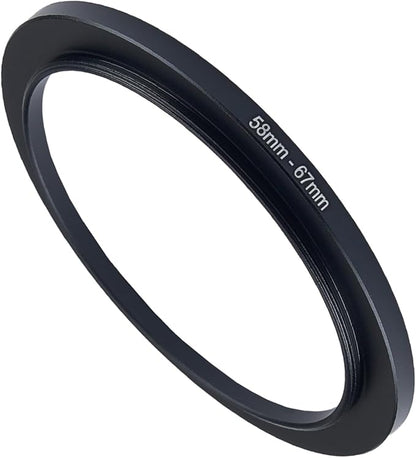 58mm to 67mm Step-up Adapter Rings Filter Adapter Black Metal Step Down Filter Ring Adapter Compatible with All Brand UV CPL ND Camera Lens Filter Stepping Rings (58mm-67mm)
