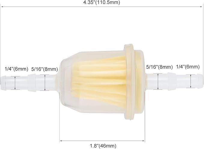 AM116304 Fuel Filter for John Deere GY20709 for Kohler 25 050 22-s for Gravely 21541500 for 1/4" and 5/16" Fuel Line Replaces 71-5960 Pack of 5 with 10 Clamps