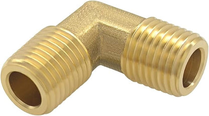 Hooshing 1/4 Inch NPT Elbow 90 Degree Street Elbow 1/4" NPT Male to 1/4" NPT Male Thread Brass Pipe Fitting, 2 Pack