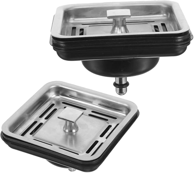 Mipcase 2Pcs Kitchen Sink Drain Strainer and Stopper with Square Lid Food Waste Disposer Plug for Home Kitchen Sink Catcher Anti-blocking Mesh Filter for Efficient Waste Processing