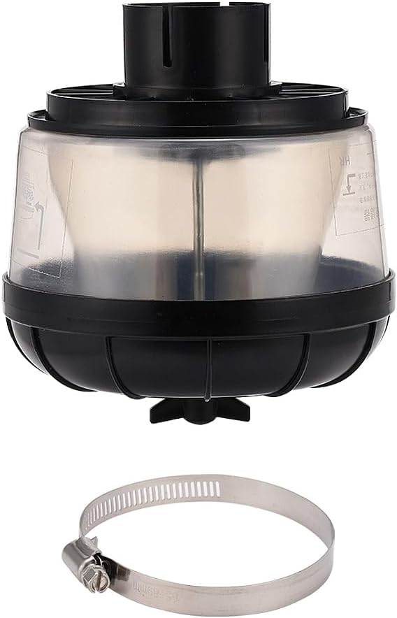 Air Snorkel Head Air Ram Sand Cup for Tractor Excavator Wheel Loader, 2.6 Inch Inlet Airflow Fresh Air Intake Top Pre-Cleaner Replacement, with Pipe Clamp Hoop Clip Ring