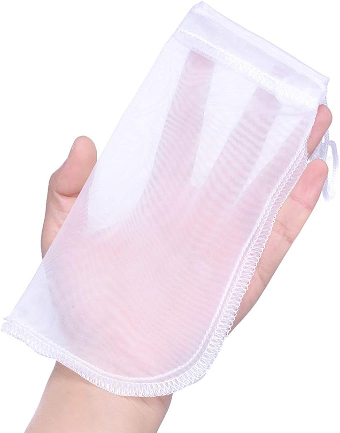 ALEGI Media Filter Bag Aquarium Extra Fine,Reusable 180 Micron Drawstring Mesh Filter Bags for Very Fine Resins Filter (7.5"*3.6" (3 Pack))