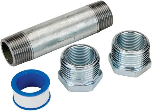 GPI Filter Adapter Installation Kit, 3/4 inch x 4 inch Pipe Nipple, 2 Pipe Bushings, Roll of Pipe Thread (GPI Genuine Accessory 110528-01)