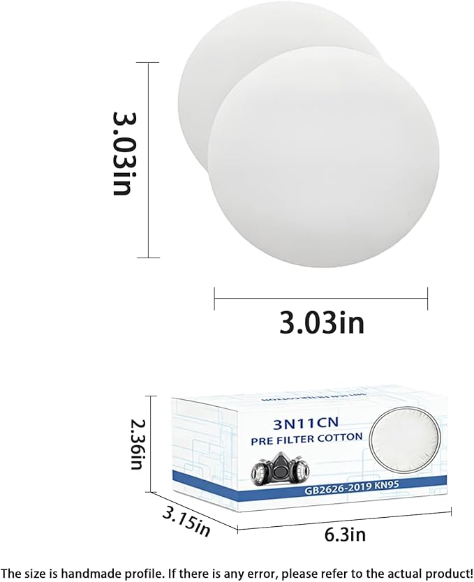 Respirator Cartridges’ 40PCS Spare Dust Pads, Respirator Mask's Filter Cotton, Compatible with Half Face Spray Paint Mask Circular Filters for Painting, Sanding, Construction and Dust