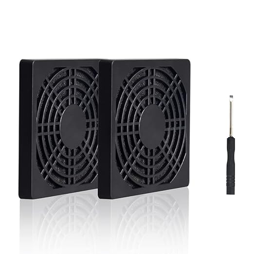 ELUTENG 80mm Fan Filter 2 Pack Ventilation Grill Cover IP40 Dustproof Cool Computer Ventilator Guard with Screwdrivers Dust Filter Kit for 8cm Cooling Fan Compatible for 80x80 Case Fan USB Cooling Fan