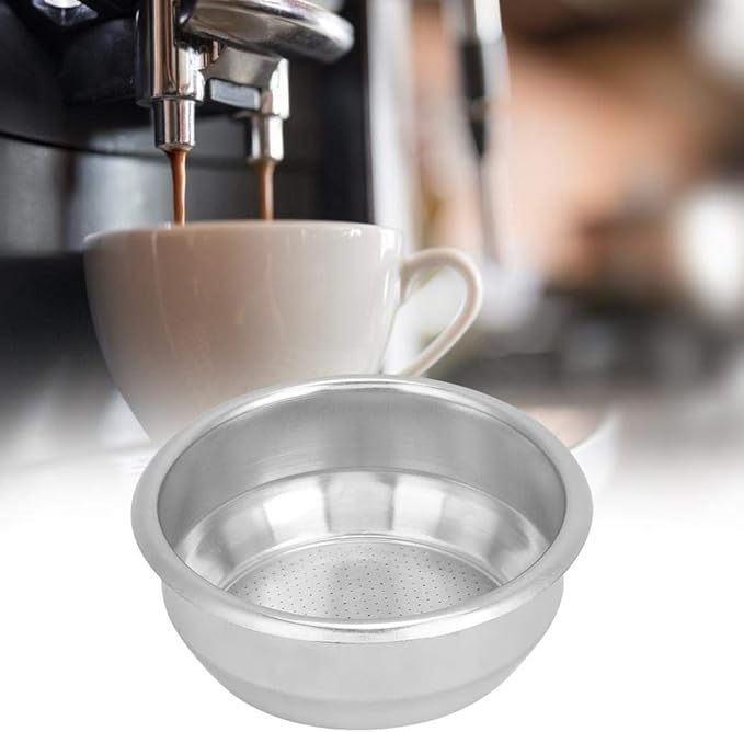 Fdit 58mm Stainless Steel Coffee Filter Basket Single Layer Double Doses Filter Coffee Machine Replacement Parts