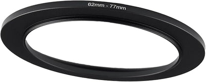 62mm to 77mm Step-up Adapter Rings Filter Adapter Black Metal Step Down Filter Ring Adapter Compatible with All Brand UV CPL ND Camera Lens Filter Stepping Rings (62mm-77mm)