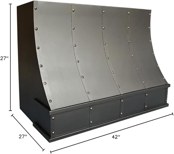 CT Copper Tailor Sloped Copper Vent Hood Island Mount,42'' W,27''H, 1150 CFM Exhaust Fan,Stainless Steel Vent,LED Light,Dishwasher-Safe Baffle Filters,VH8TR1