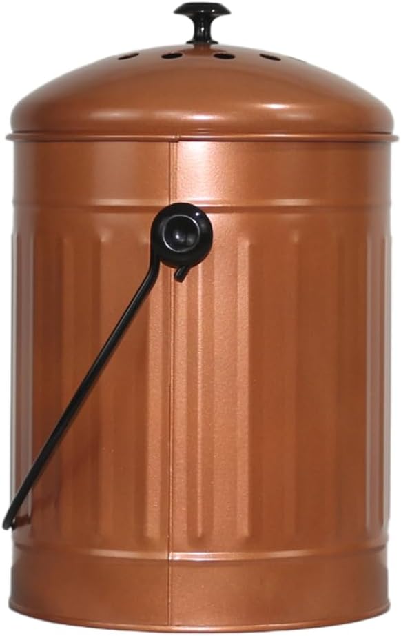 Markson Compost Bin with Airflow Lid and Charcoal Filter 1.5 Gallon Metal Copper