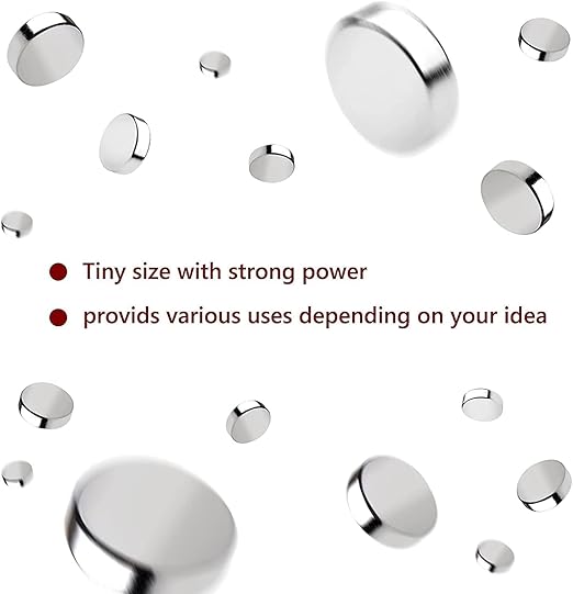 rhinocats 60Pcs Small Magnets, Mini Variety Magnets for 3D Printing,4 Different Sizes, Multi-Use for Miniatures, DIY, Office, Hobbies, Crafts and Science