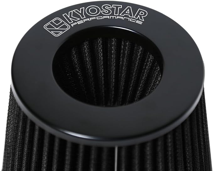 KYOSTAR Universal 3.5" (89mm) High-Flow Air Filter, Reusable Cone Cold Air Intake, High Performance Washable Clamp-On Car High Flow Air Kit, Flange Diameter: 3.5 Inch, Filter Height: 6.1 Inch, Black