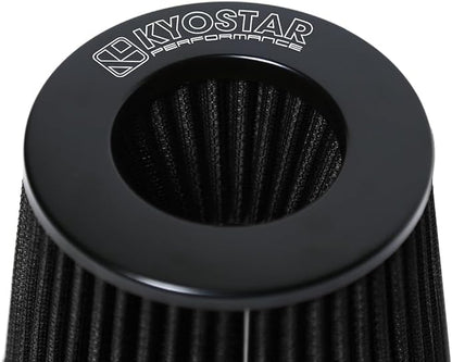 KYOSTAR Universal 3.5" (89mm) High-Flow Air Filter, Reusable Cone Cold Air Intake, High Performance Washable Clamp-On Car High Flow Air Kit, Flange Diameter: 3.5 Inch, Filter Height: 6.1 Inch, Black