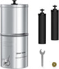 Waterdrop Gravity Water Filter, 2.25G Stainless-Steel System with Silver Ions Enhanced Filtration with 2 Black Carbon Filters, NSF/ANSI 42&372 Standard, Reduces Chlorine for Emergencies