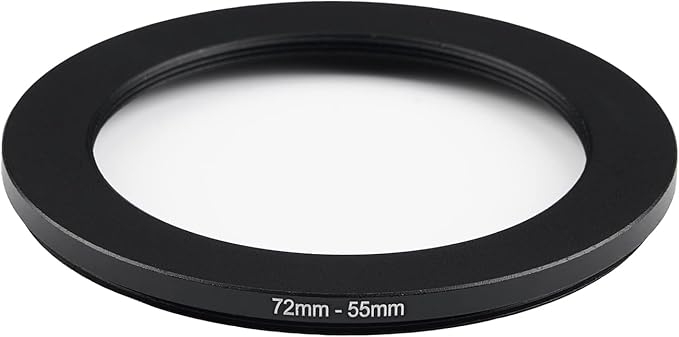 72mm Lens to 55mm Camera Lens Adapter 72mm to 55mm Step Down Ring Adapter Ring for All Brands of UV ND CPL, with Premium Lens Wiping Cloth 2 Pack (72mm-55mm)
