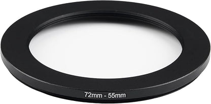 72mm Lens to 55mm Camera Lens Adapter 72mm to 55mm Step Down Ring Adapter Ring for All Brands of UV ND CPL, with Premium Lens Wiping Cloth 2 Pack (72mm-55mm)
