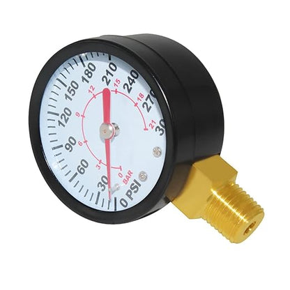 Joywayus Pressure Gauge 0 to 300 PSI Brass 1/4" Male NPT Thread Lower Mount, Multiple Function