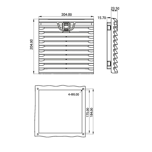 204 * 204mm Air Filter Panel Compact Axial Flow Fan Filter Unit for Electrical Enclosure FB9904