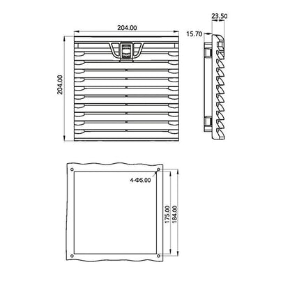 204 * 204mm Air Filter Panel Compact Axial Flow Fan Filter Unit for Electrical Enclosure FB9904