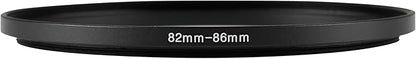 82-86mm Metal Step-Up/Down Ring Adapter Compatible with Mirrorless Cameras DSLR Lens, UV CPL ND Filter Thread Converter, Black