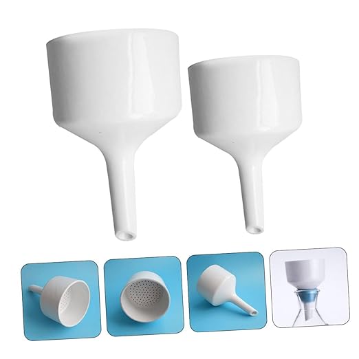 Veemoon 2pcs Buchner Funnels Set 100ml and 60ml White Scientific Filter Funnels for Laboratory Liquid Transfer Wide Mouth Filling