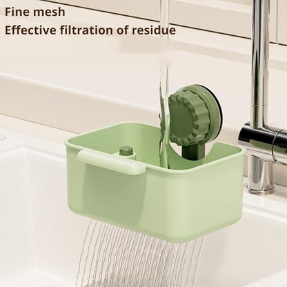 Kitchen Sink Strainer Drainer Basket with Suction Cup,Food Waste Filter Basket,Sponge Brush Holder for Kit-chen Home,Efficient Kitchen Waste Management (White)
