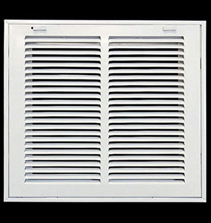 10" X 8" Steel Return Air Filter Grille for 1" Filter - Easy Plastic Tabs for Removable Face/Door - HVAC DUCT COVER - Flat Stamped Face -White [Outer Dimensions: 11.75w X 9.75h]