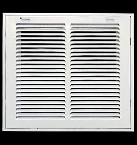10" X 8" Steel Return Air Filter Grille for 1" Filter - Easy Plastic Tabs for Removable Face/Door - HVAC DUCT COVER - Flat Stamped Face -White [Outer Dimensions: 11.75w X 9.75h]