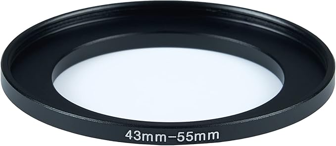 43mm Lens to 55mm Camera Lens Adapter 43mm to 55mm Step Up Ring Adapter Ring for All Brands of UV ND CPL, with Premium Lens Wiping Cloth 2 Pack (43mm-55mm)