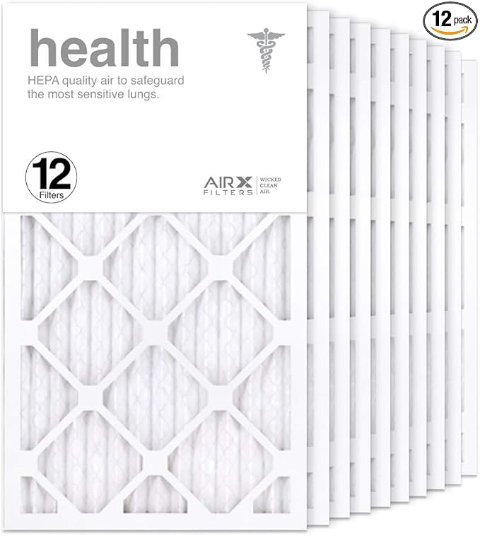 AIRx Filters 14x25x1 Air Filter MERV 13 Pleated HVAC AC Furnace Air Filter, Health 12-Pack, Made in the USA