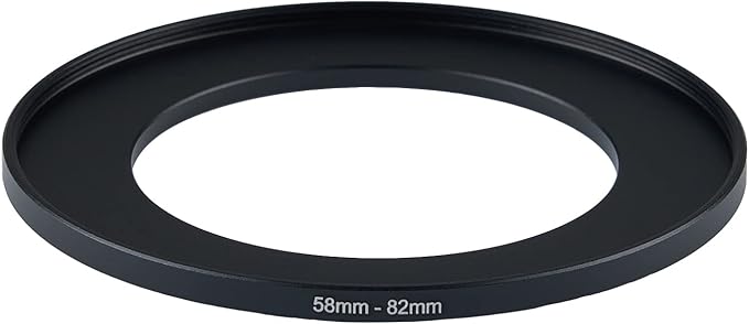 58mm Lens to 82mm Camera Lens Adapter 58mm to 82mm Step Up Ring Adapter Ring for All Brands of UV ND CPL, with Premium Lens Wiping Cloth 2 Pack (58mm-82mm)