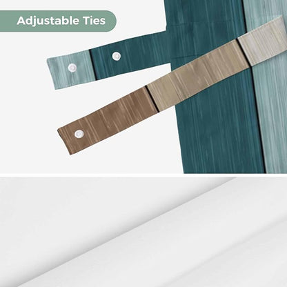 Teal Brown Tie Up Valance Curtains for Windows, Kitchen Curtains Window Shades, Farmhouse Vintage Abstract Wooden Grain Light Filtering Roman Curtain Valances for Bedroom/Bathroom/Cafe 42"x18"