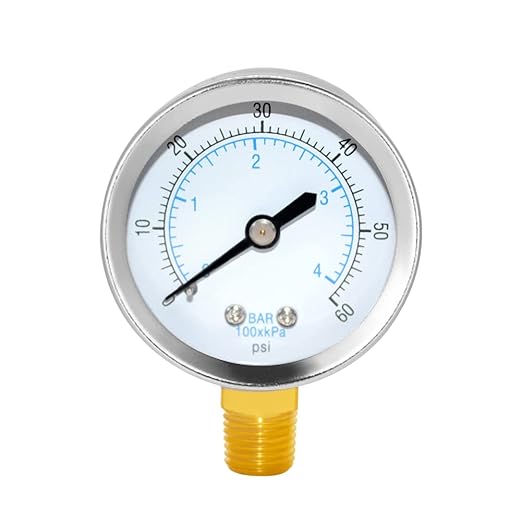 Joywayus Pressure Gauge 0 to 60 PSI Brass 1/4" Male NPT Thread Lower Mount, Multiple Function