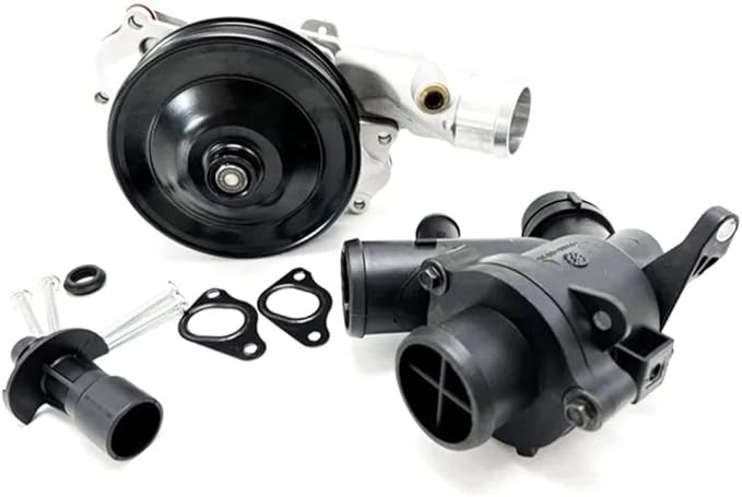 Complete Water Pump Kit with Thermostat Bolts Gaskets for Jaguar F-Pace F-Type Land Rover Range Rover V8 5.0L 2010-2018 LR010801 LR035124