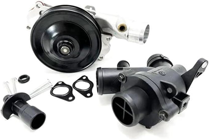 Complete Water Pump Kit with Thermostat Bolts Gaskets for Jaguar F-Pace F-Type Land Rover Range Rover V8 5.0L 2010-2018 LR010801 LR035124